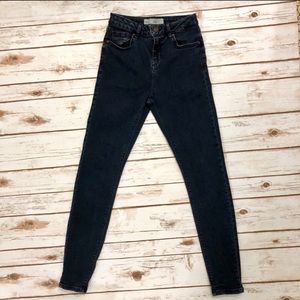 Topshop Dark Wash High Rise Jamie Moto Jeans
